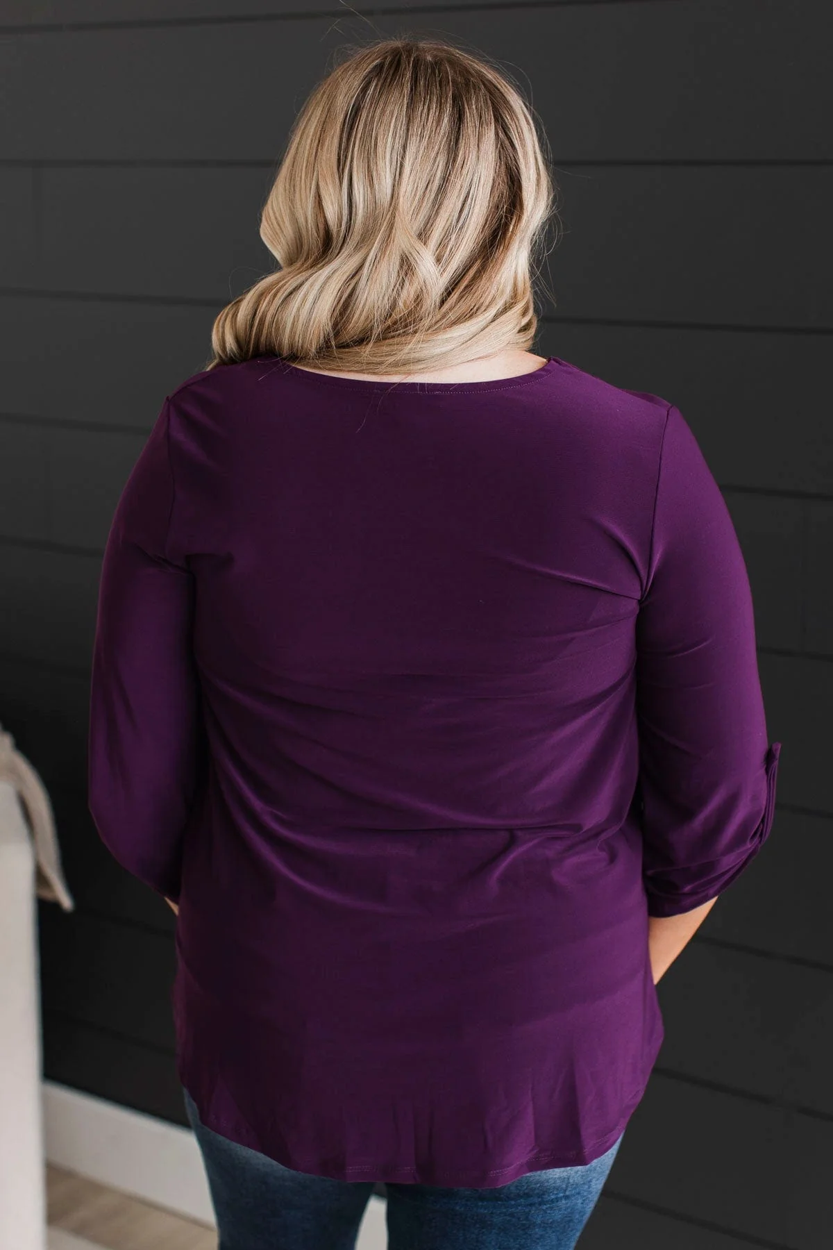 Getting Excited V-Neck Top- Plum - Image 7