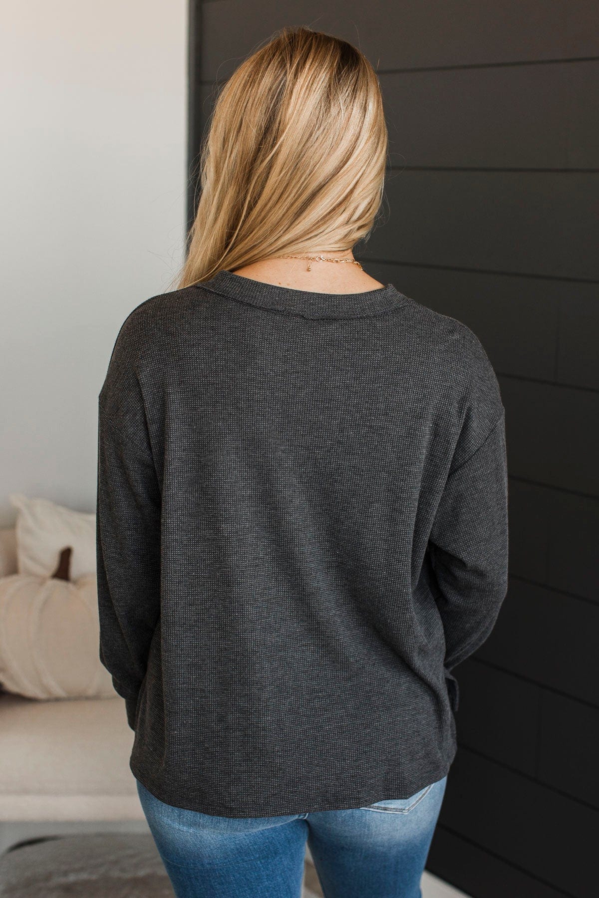 Give A Little Love V-Neck Top- Charcoal - Image 8