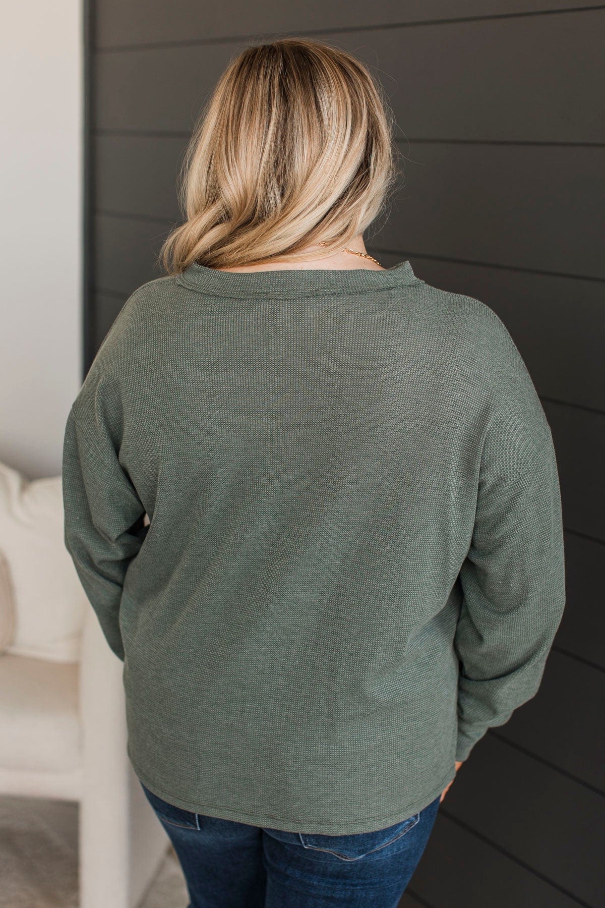 Give A Little Love V-Neck Top- Olive - Image 7
