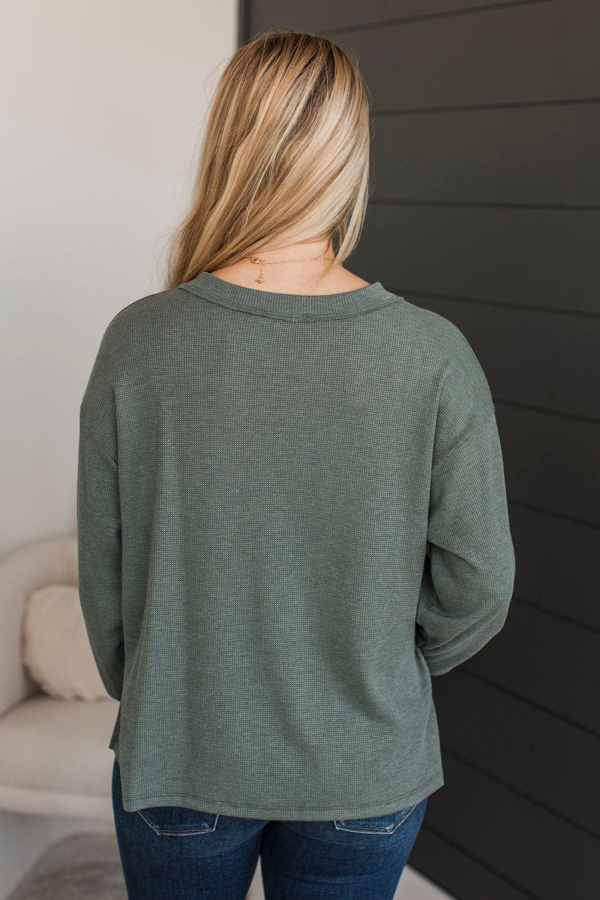 Give A Little Love V-Neck Top- Olive - Image 8