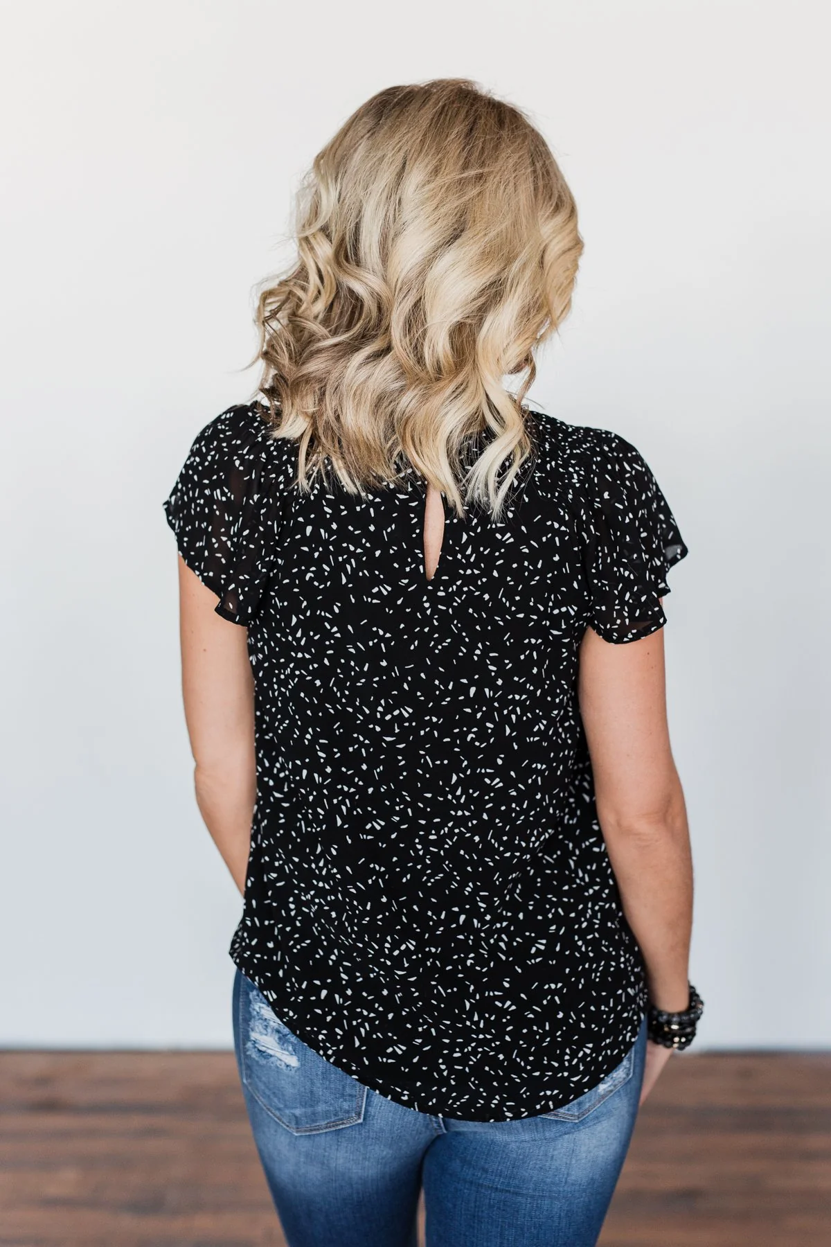Give It A Go Ruffle Sleeve Top- Black & Ivory - Image 15