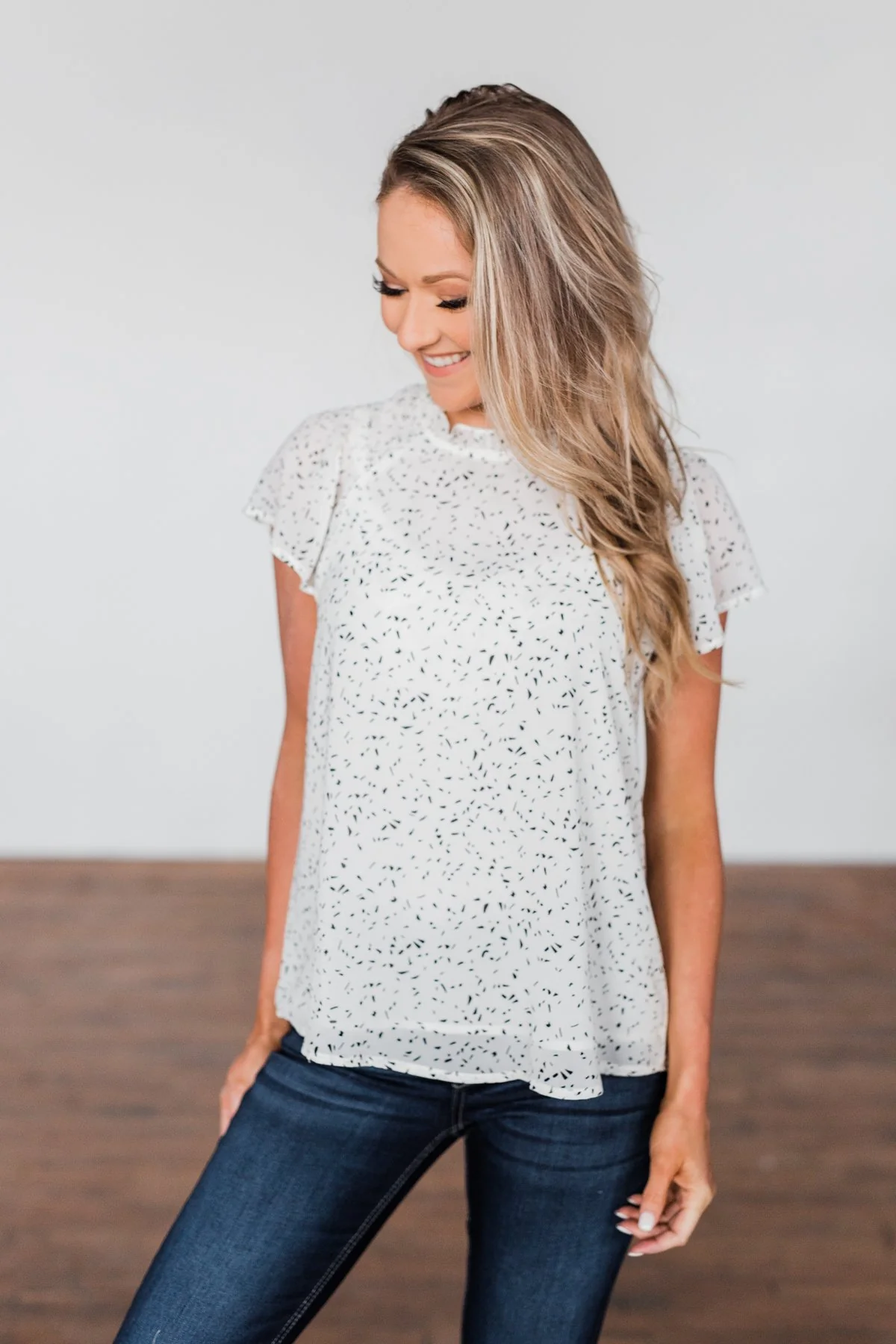 Give It A Go Ruffle Sleeve Top- Ivory - Image 7