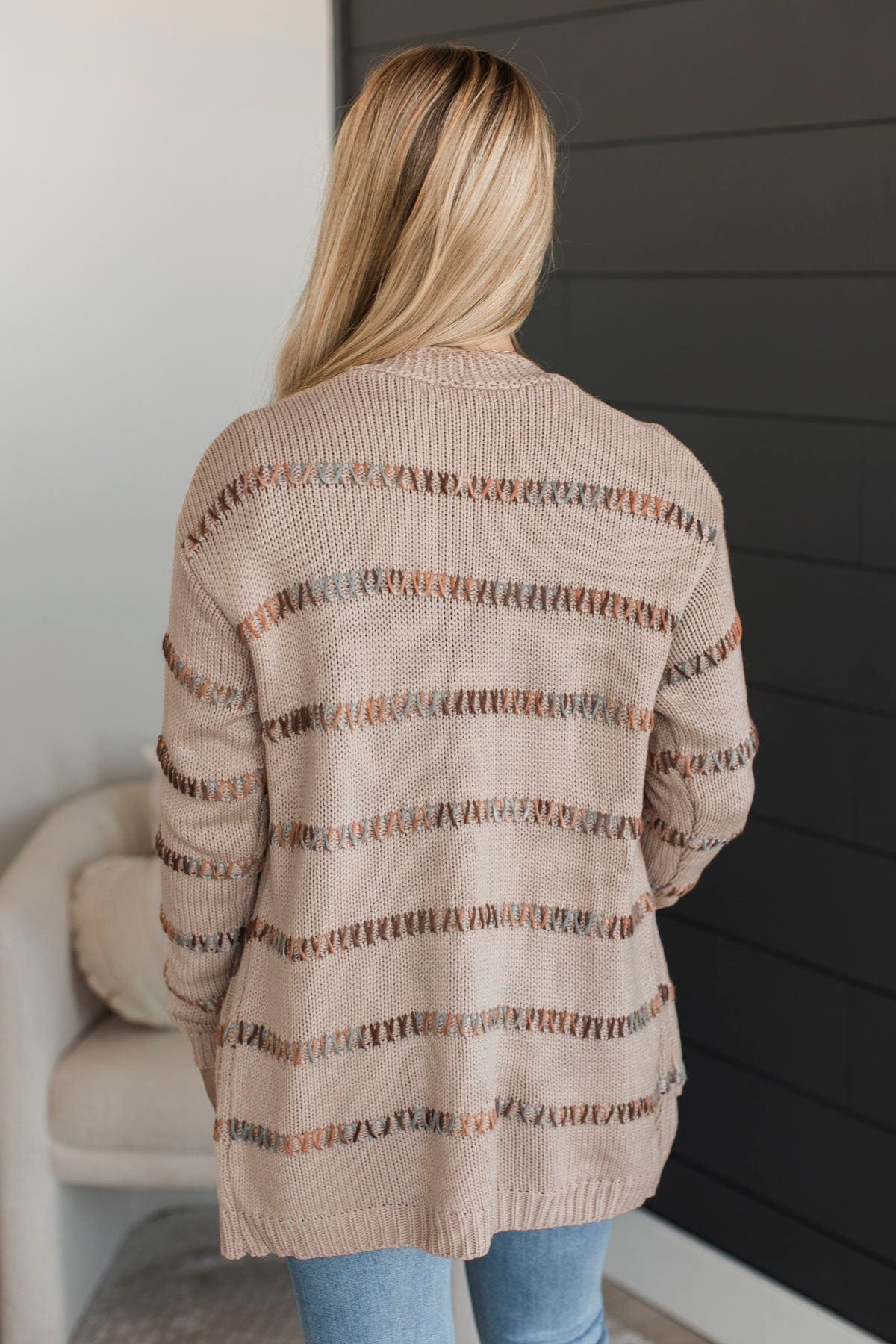 Give It A Shot Striped Cardigan- Light Mocha - Image 7