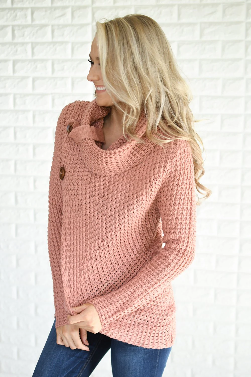 Give Me a Reason Mauve Button Sweater - Image 2