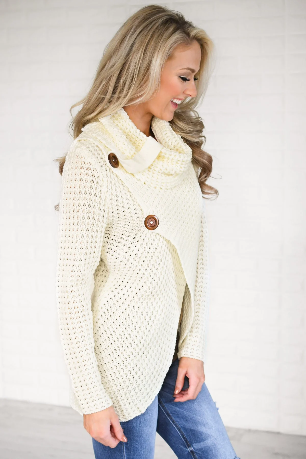 Give Me a Reason Button Sweater - Ivory - Image 3