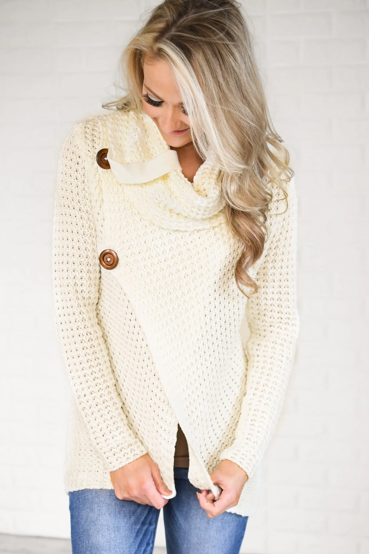 Give Me a Reason Button Sweater - Ivory - Image 4