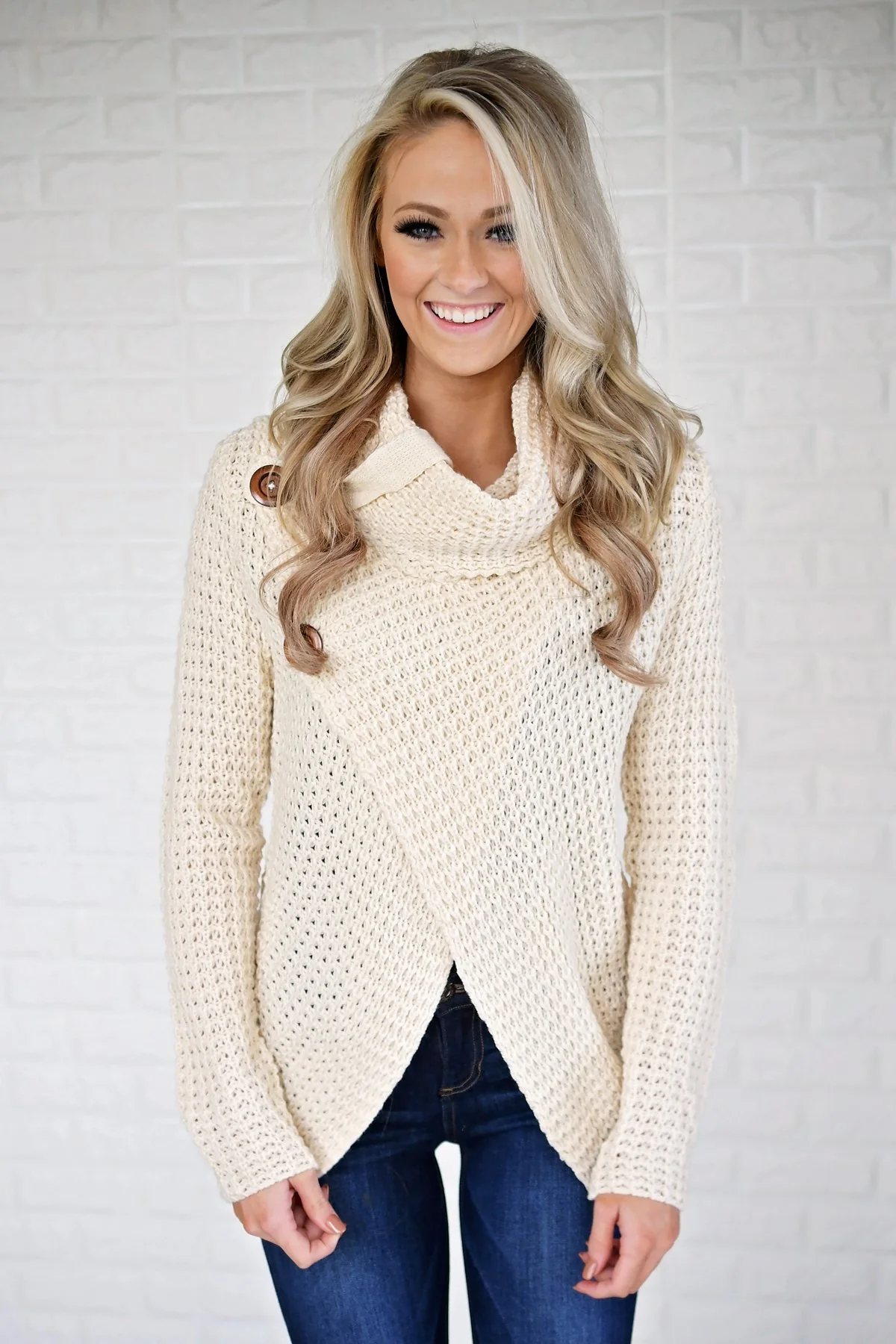 Give Me a Reason Cream Button Sweater - Image 2