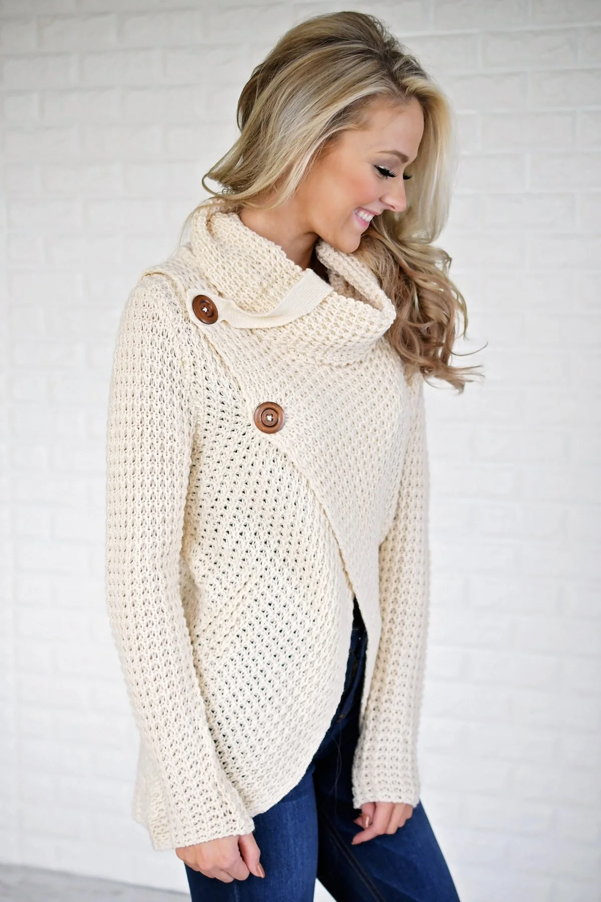 Give Me a Reason Cream Button Sweater - Image 3