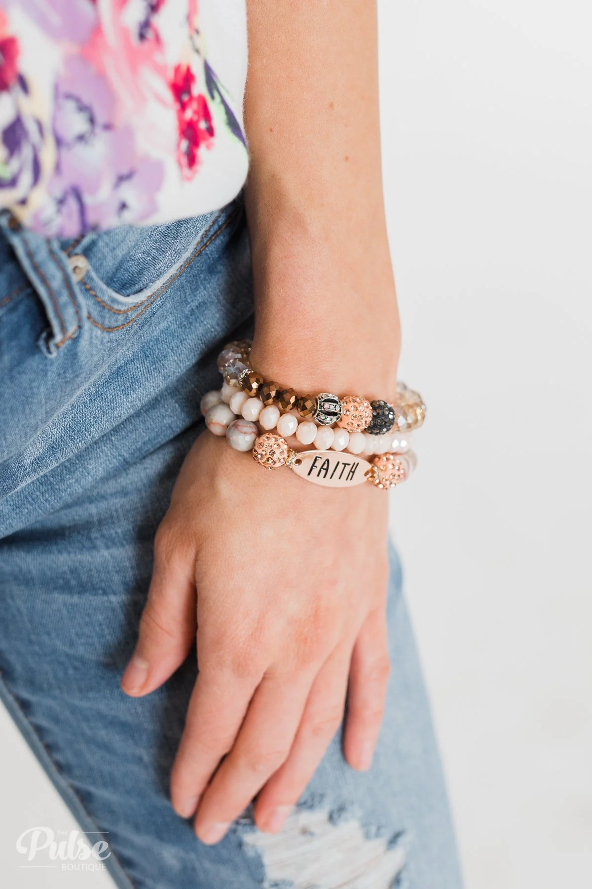 Give Me Faith Bracelet Set- Pink - Image 2