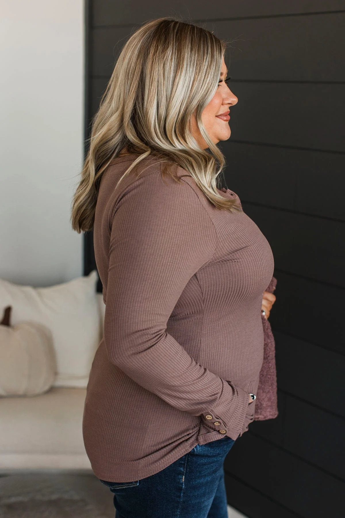 Give Your Best Henley Top- Mocha - Image 6