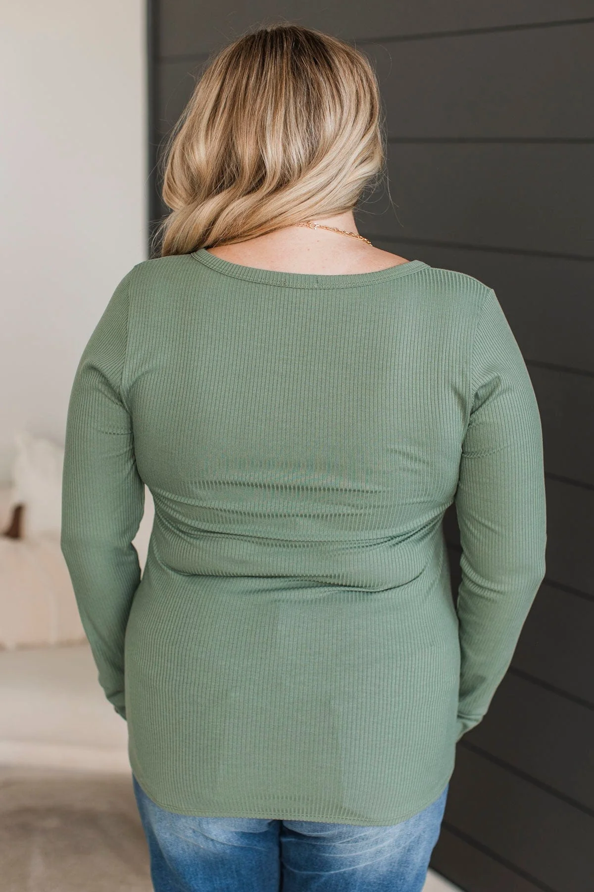 Give Your Best Henley Top- Sage - Image 8