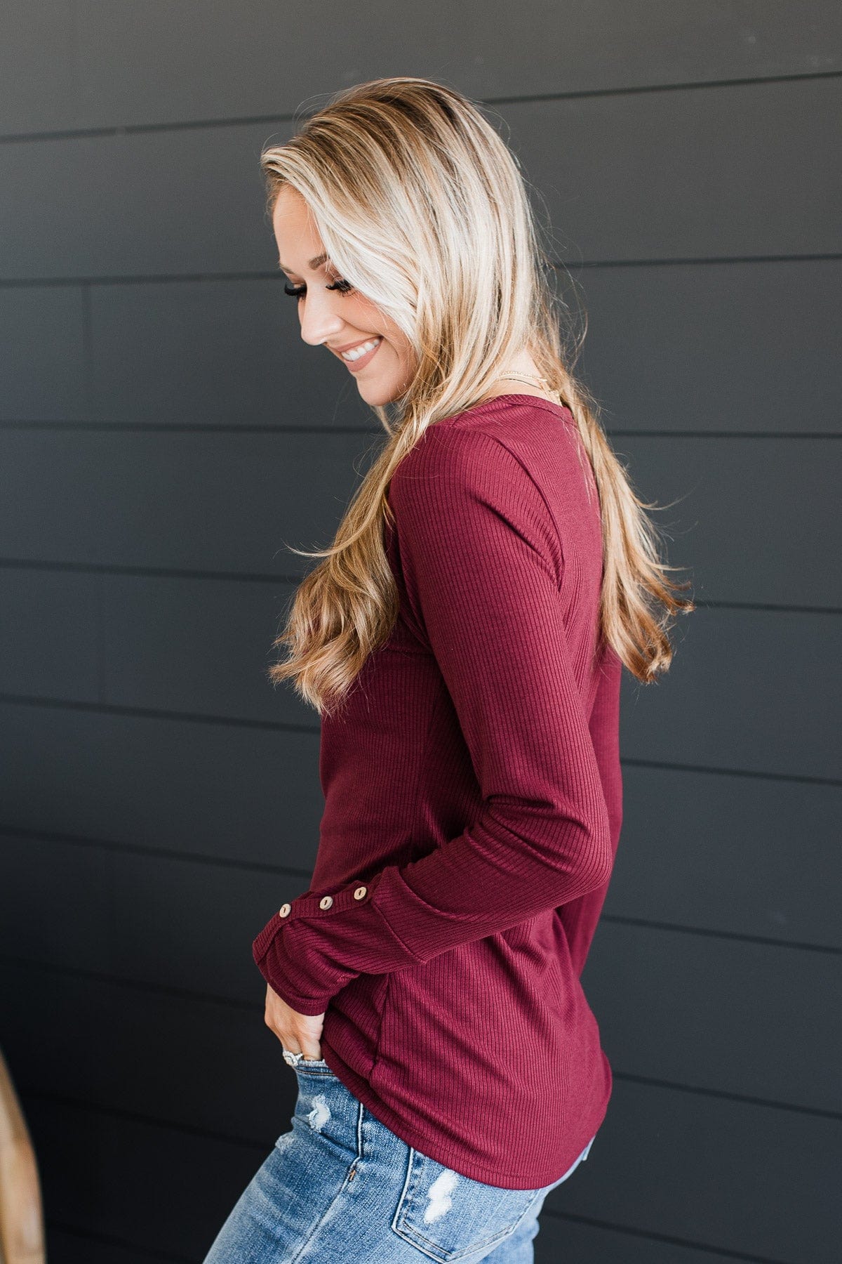 Give Your Best Henley Top- Wine - Image 5