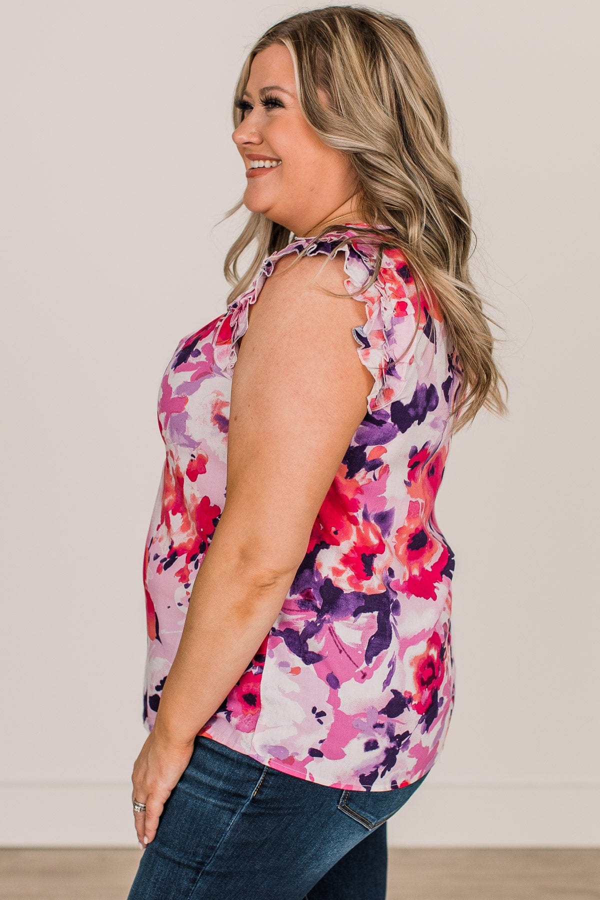 Gives Me Butterflies Floral Top- Purple & Pink - Image 5