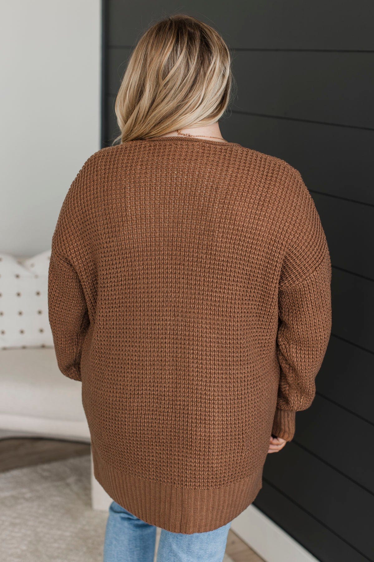 Gives Me Feelings Knit Cardigan- Deep Camel - Image 8