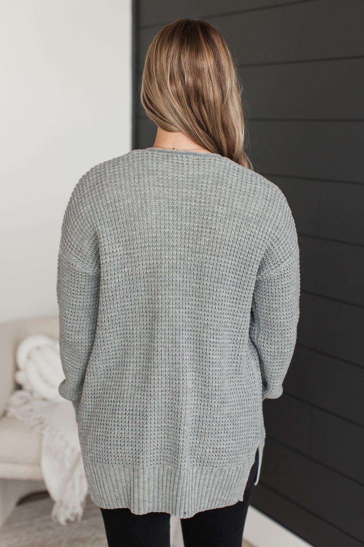 Gives Me Feelings Knit Cardigan- Heather Grey - Image 8