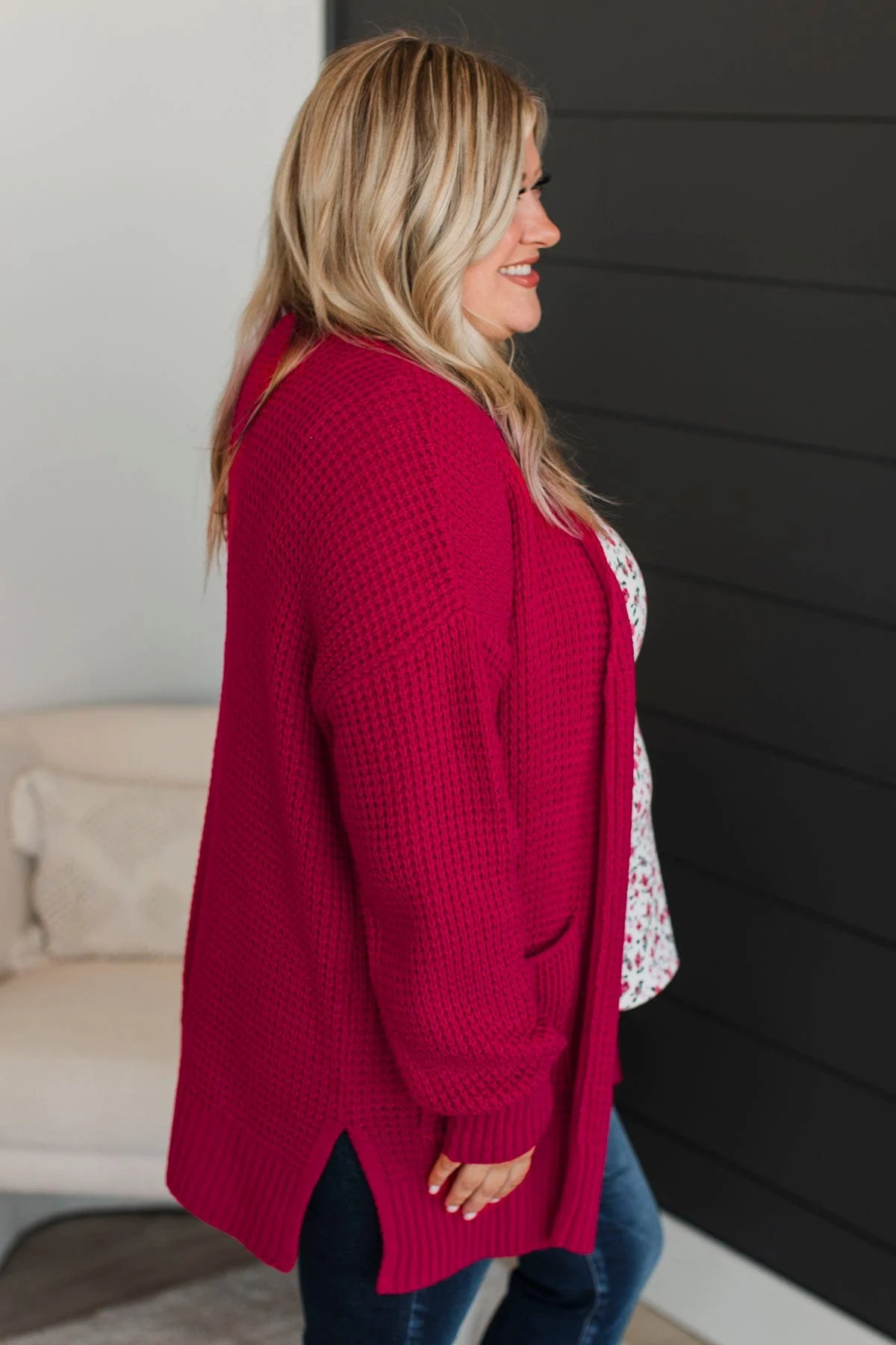 Gives Me Feelings Knit Cardigan- Hot Pink - Image 6