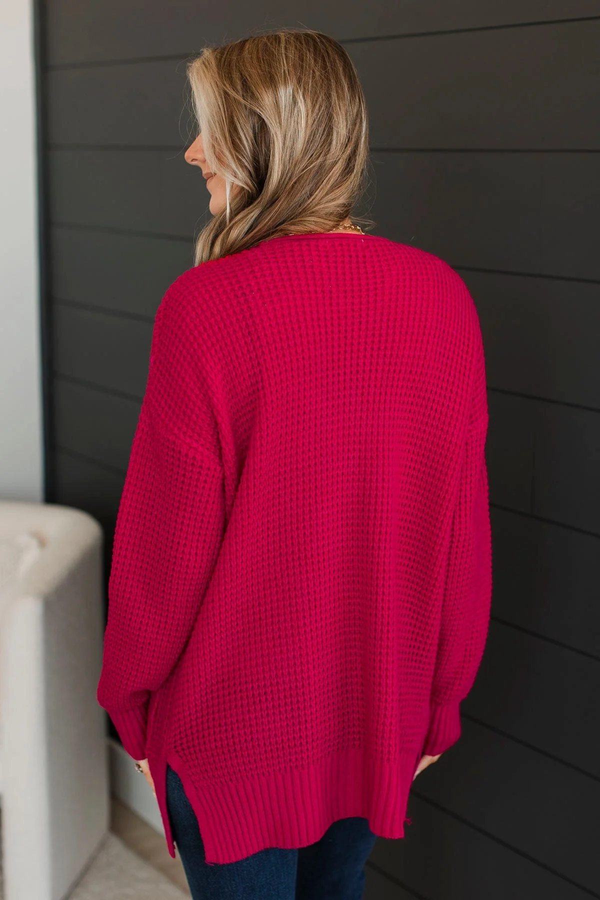 Gives Me Feelings Knit Cardigan- Hot Pink - Image 7