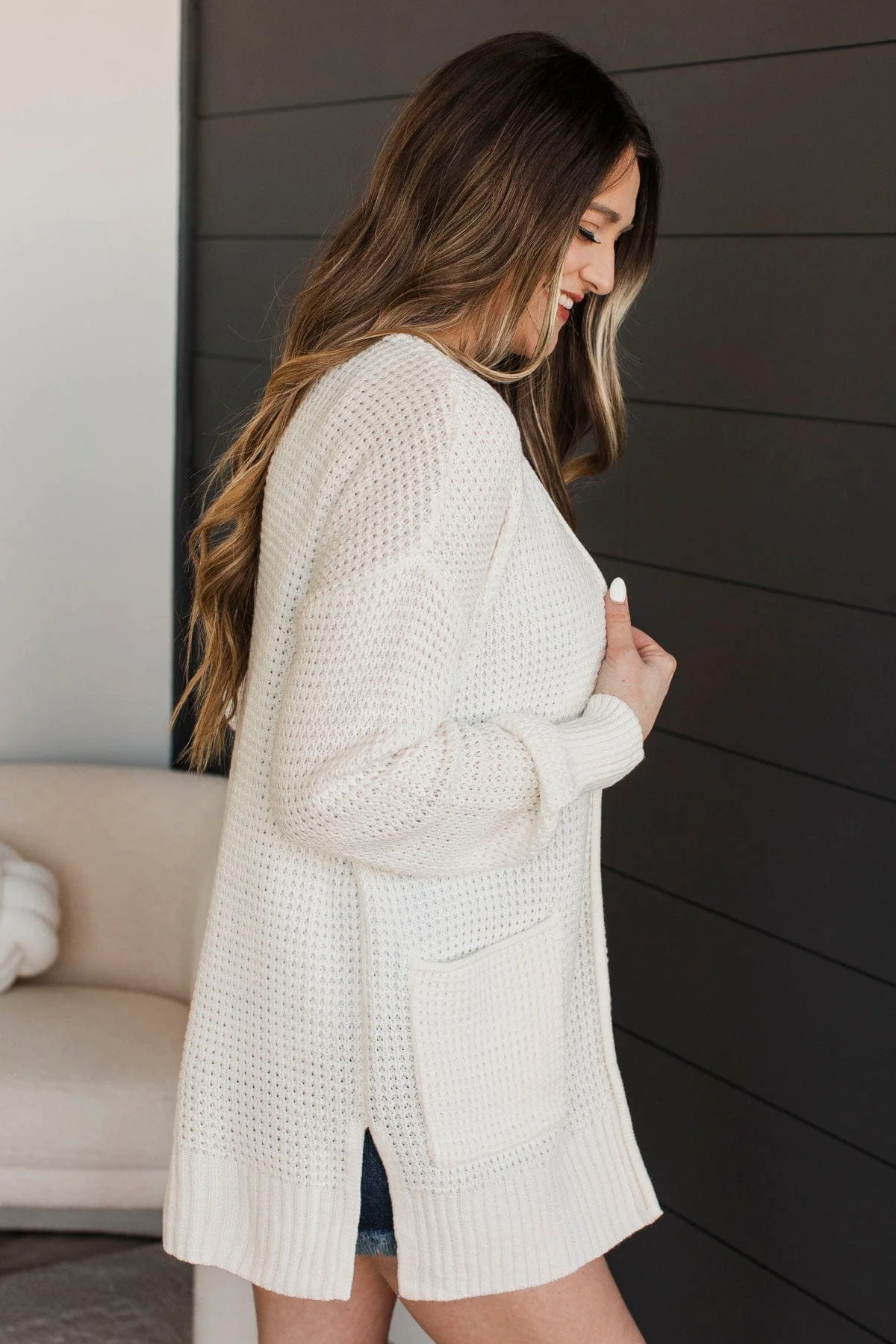 Gives Me Feelings Knit Cardigan- Ivory - Image 5