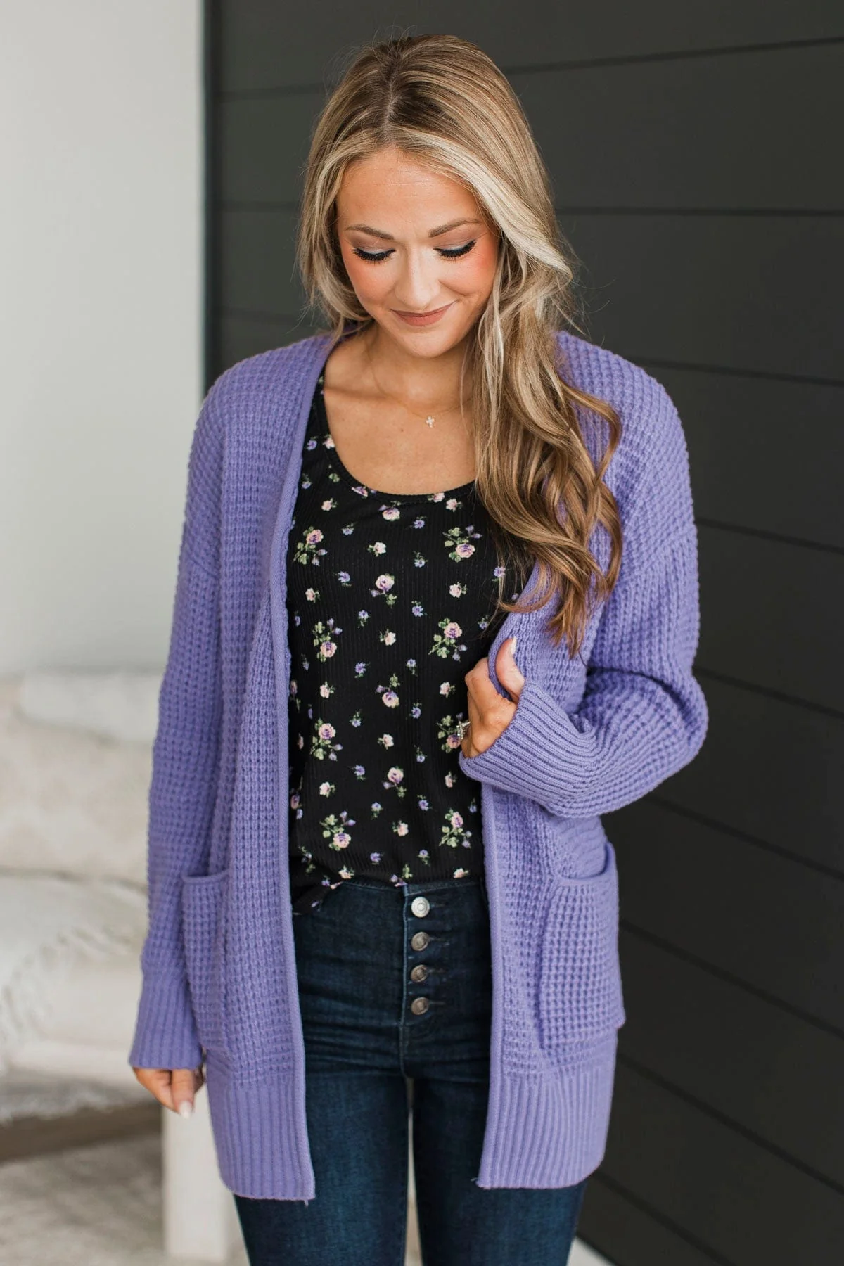Gives Me Feelings Knit Cardigan- Lavender - Image 6