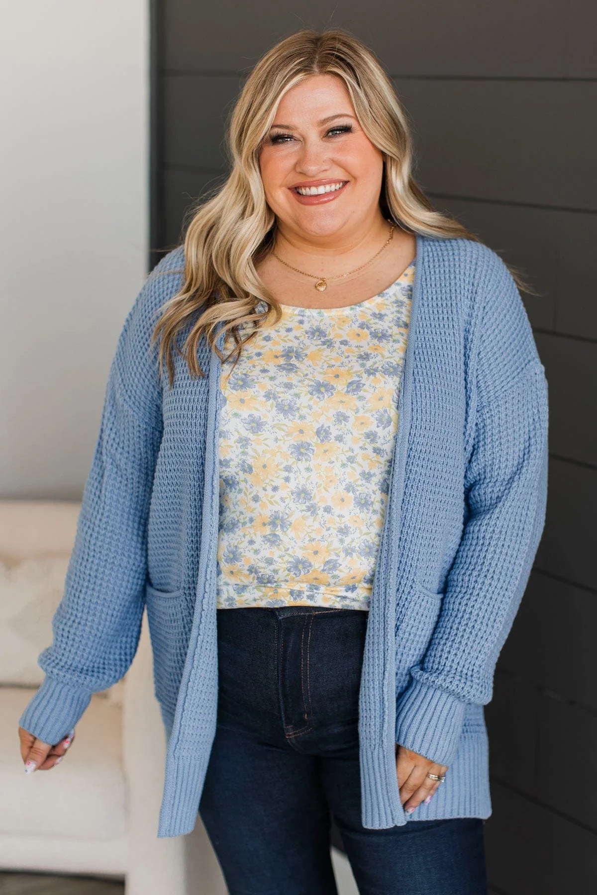 Gives Me Feelings Knit Cardigan- Spring Blue - Image 2