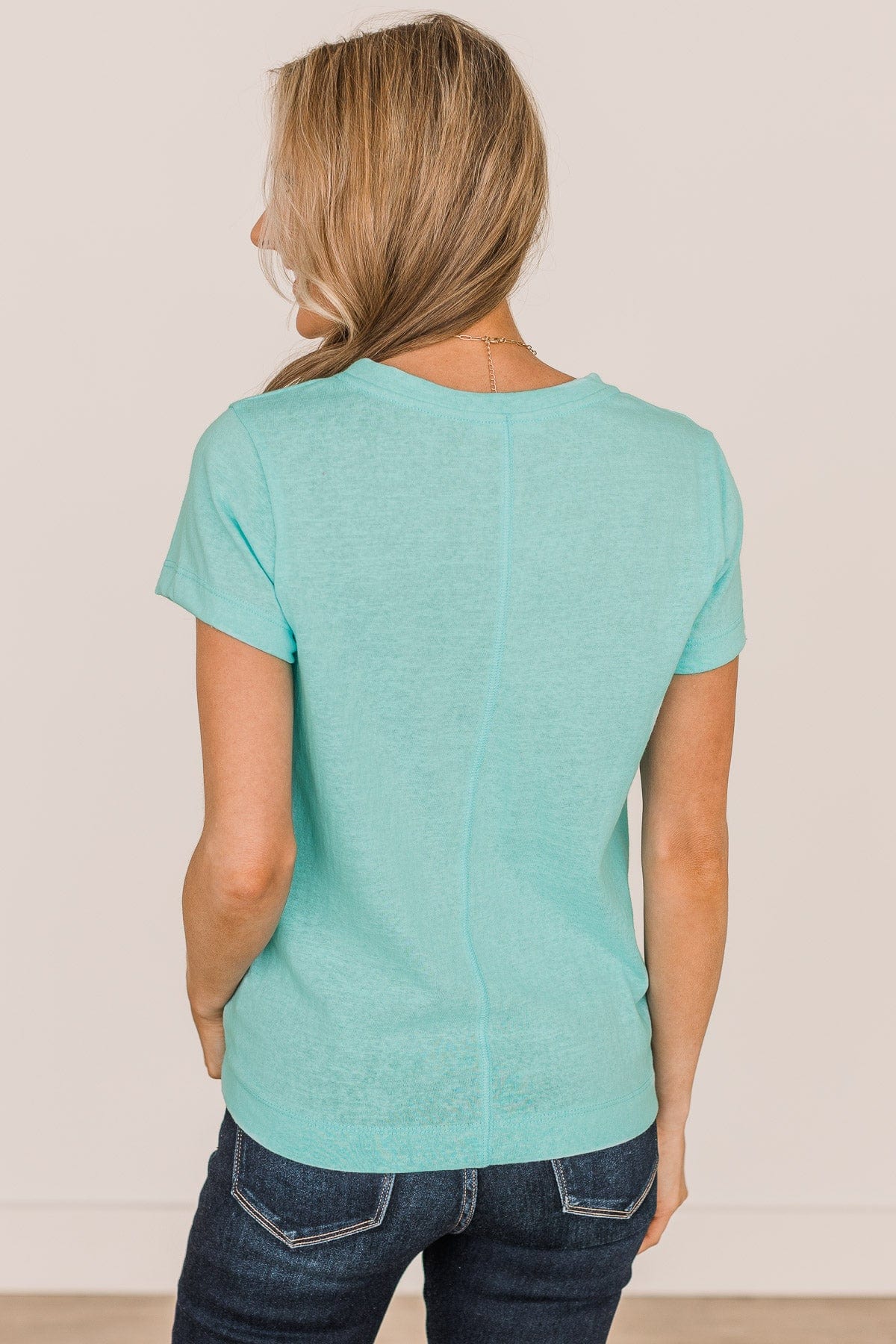 Gives Me Hope Short Sleeve Knit Top- Aqua - Image 7