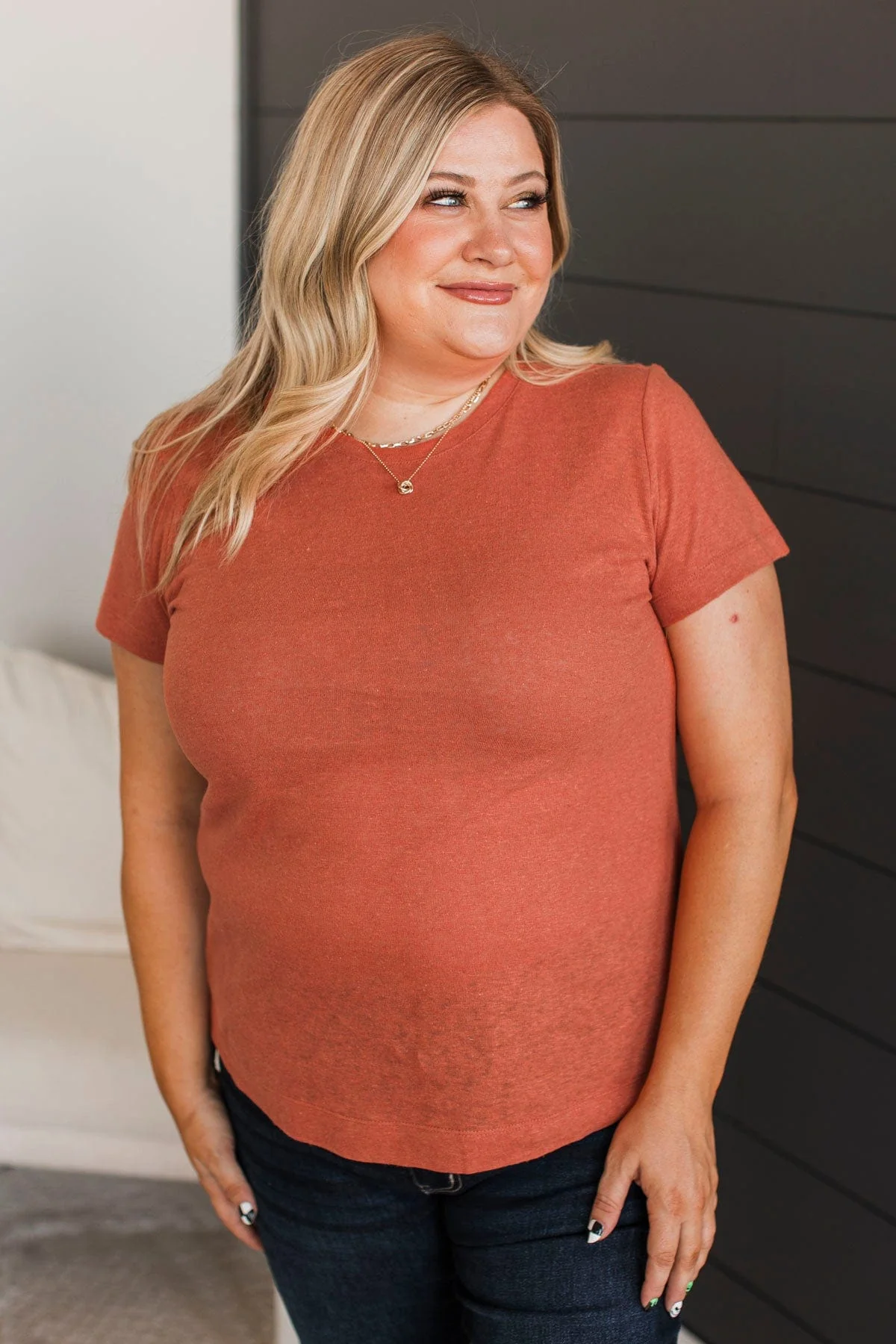 Gives Me Hope Short Sleeve Top- Burnt Orange - Image 3