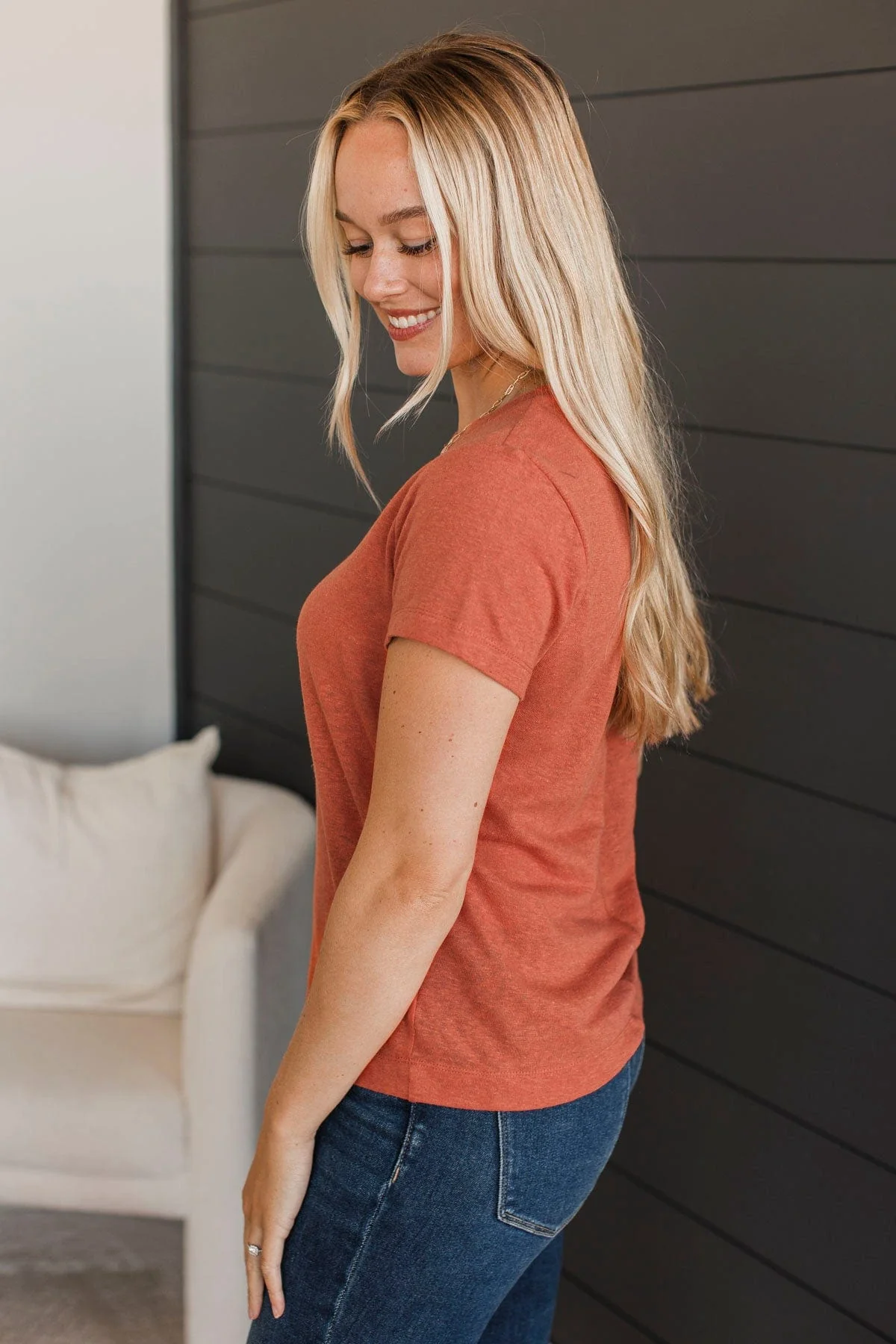 Gives Me Hope Short Sleeve Top- Burnt Orange - Image 6