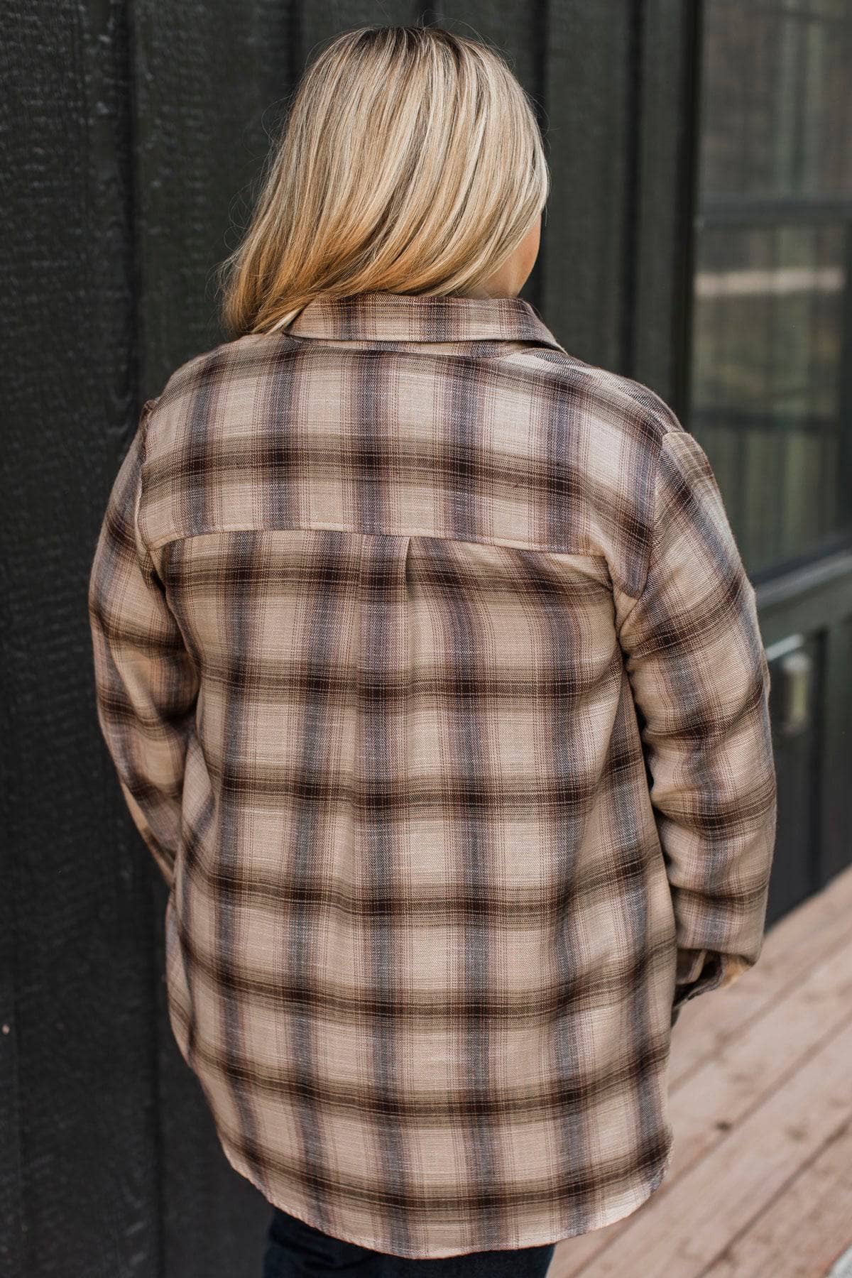 Giving You Praise Plaid Button Top- Brown - Image 6