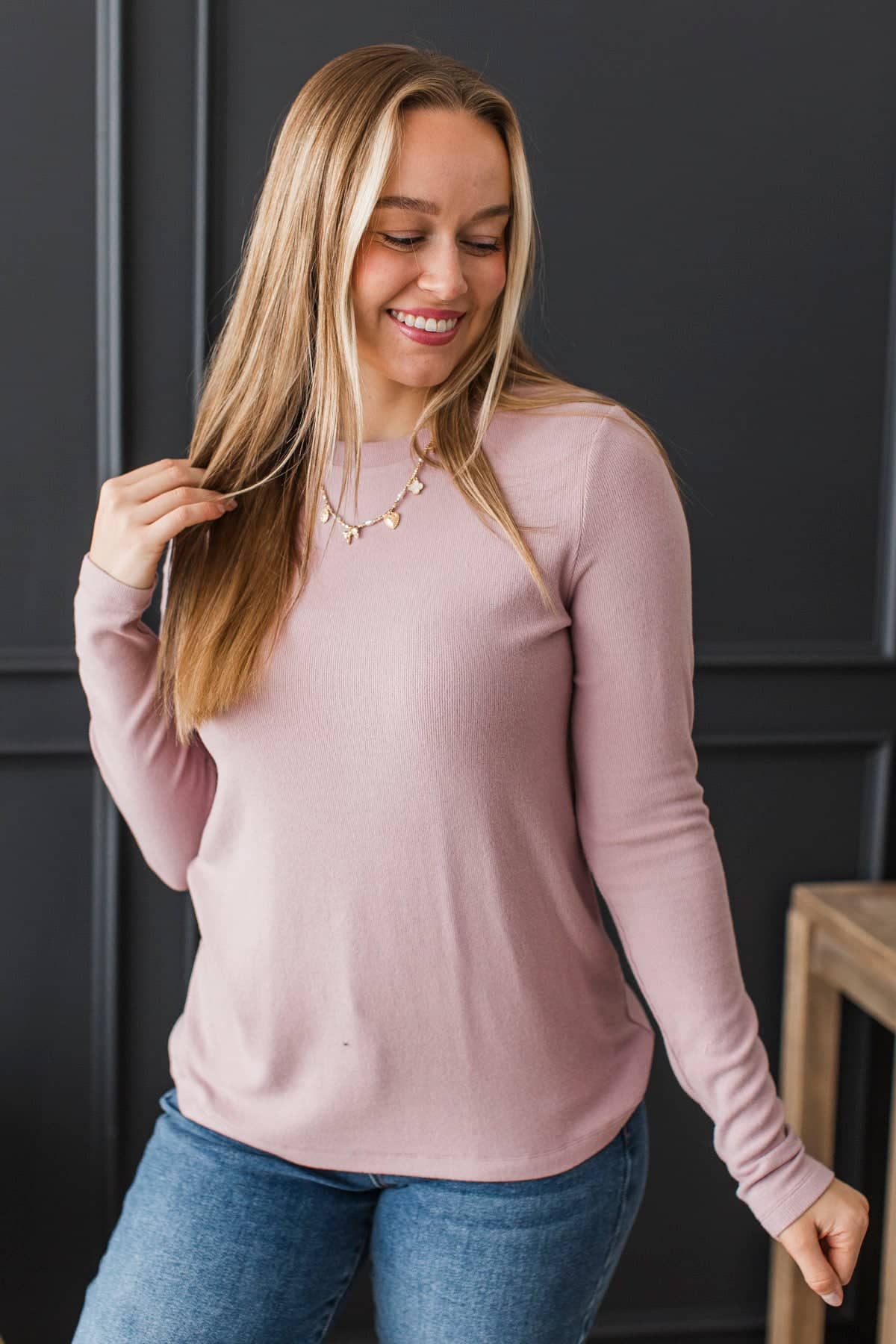Glad To Be Here Ribbed Top- Dusty Lavender