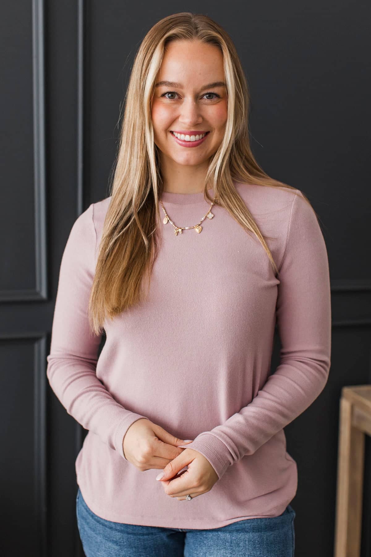 Glad To Be Here Ribbed Top- Dusty Lavender - Image 3