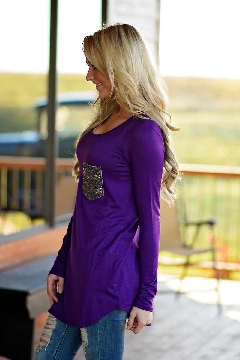Sparkle Pocket Top - Purple - Image 5