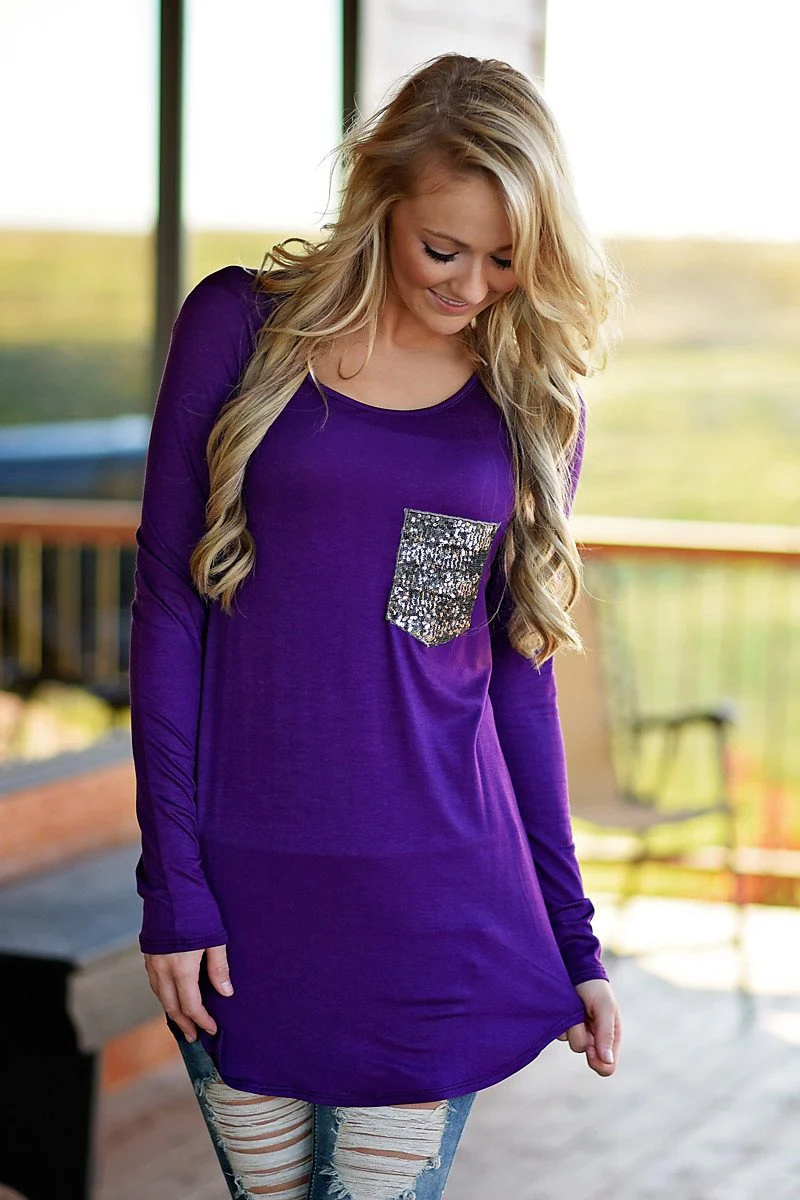 Sparkle Pocket Top - Purple - Image 8