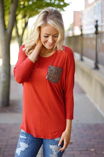 Glam Pocket Top - Rust - Image 5