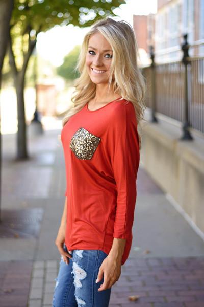 Glam Pocket Top - Rust - Image 6