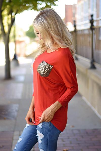 Glam Pocket Top - Rust - Image 7