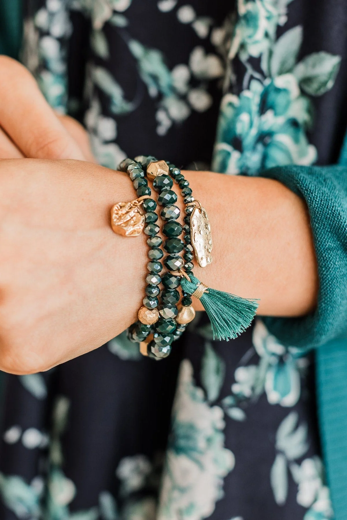 Glamorous Life Bracelet Set- Dark Teal - Image 2