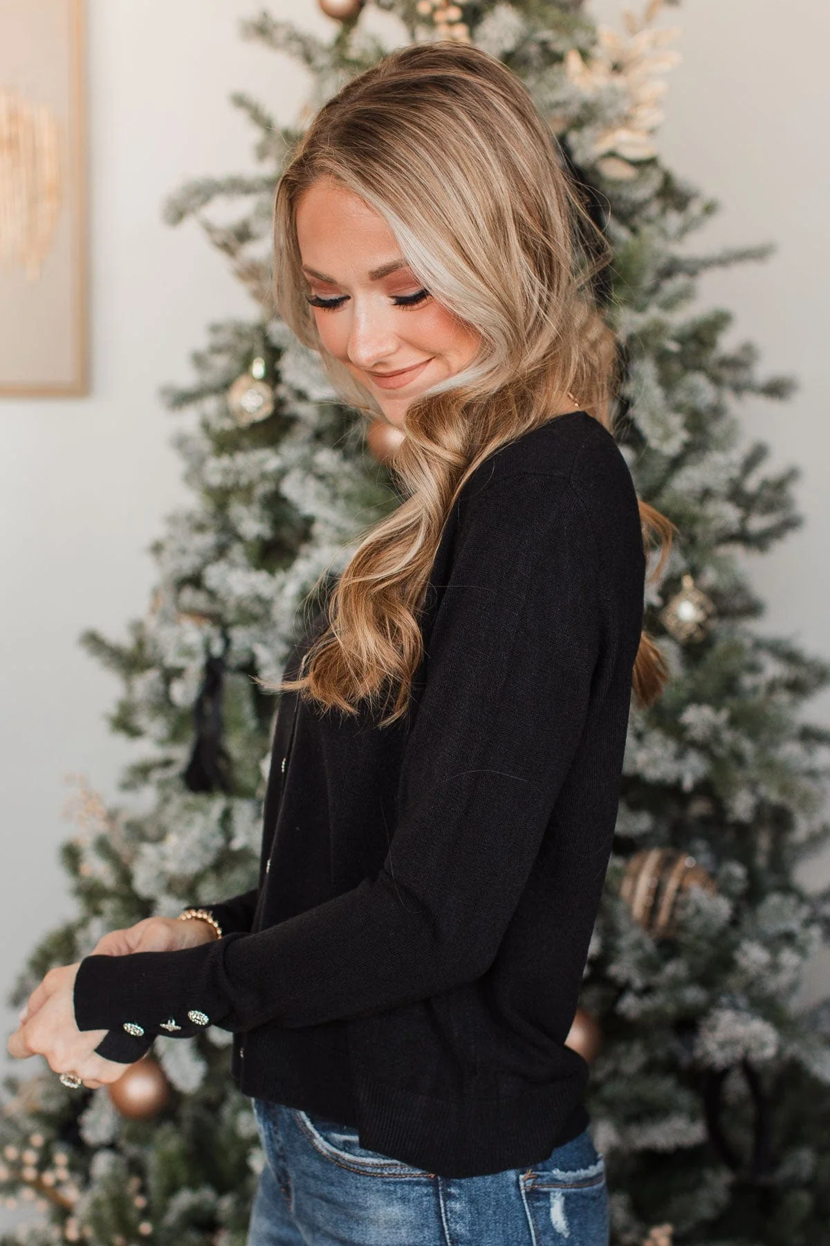 Glamorous Looks Button Cardigan- Black - Image 6