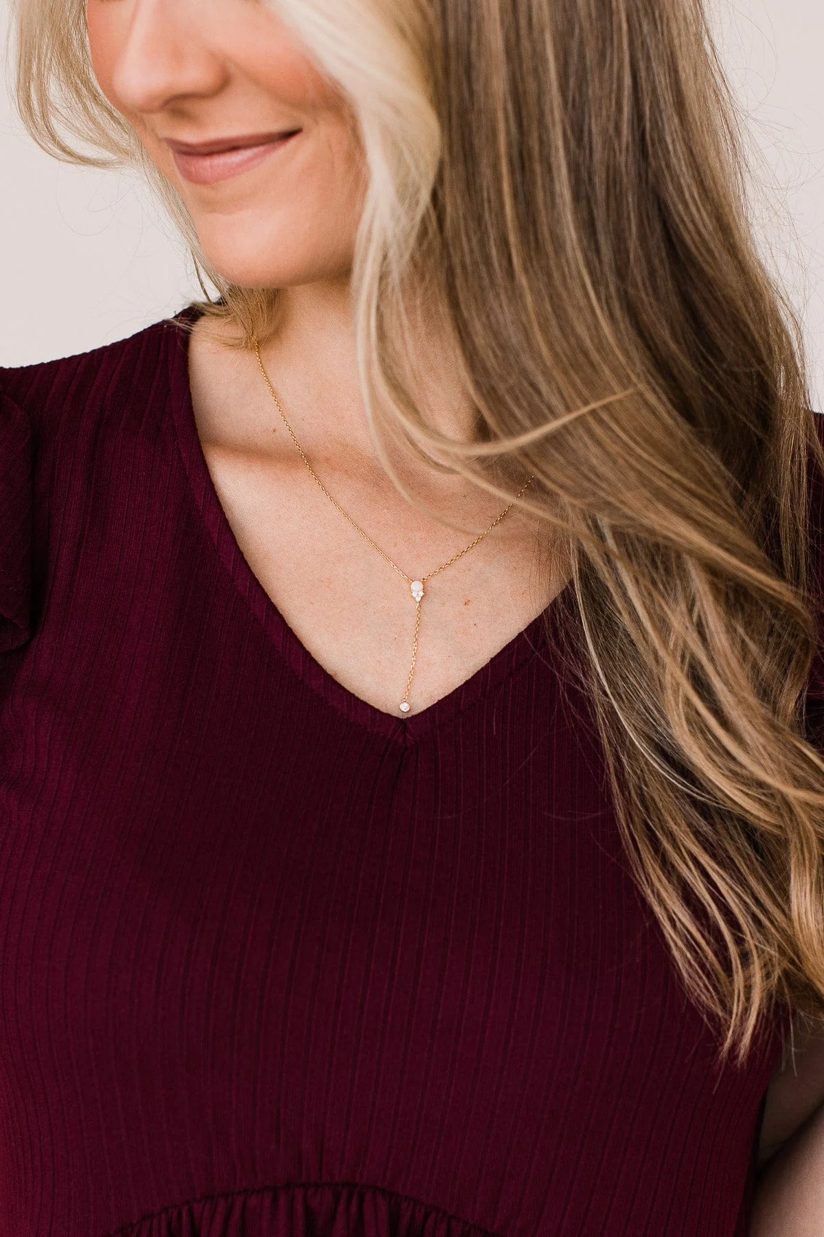 Glimpse Of Happiness Drop Necklace- Gold - Image 4