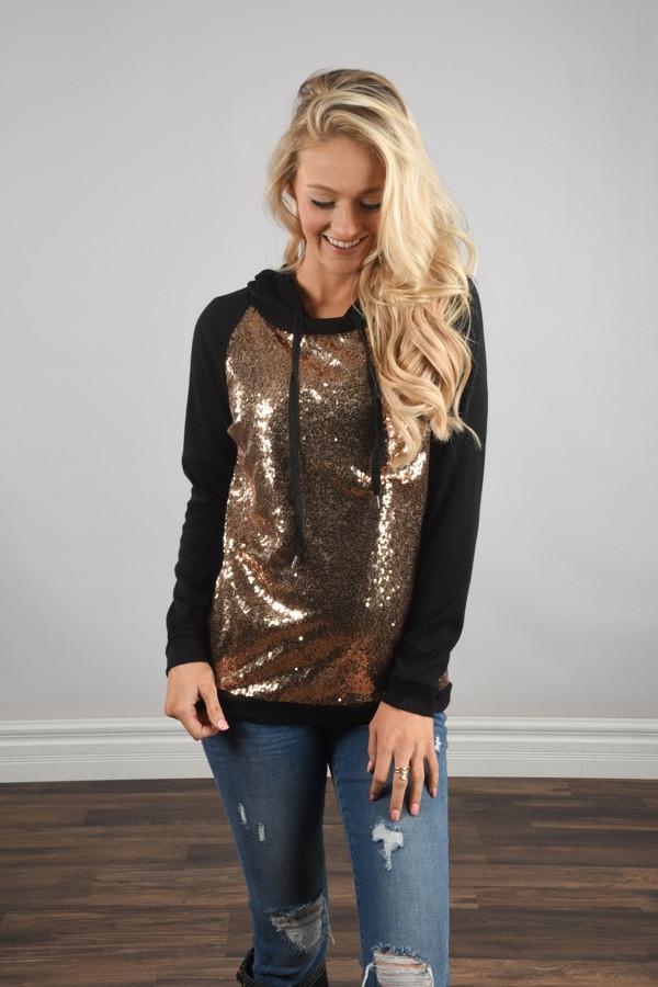 Glitter Hoodie ~ Black & Gold - Image 6