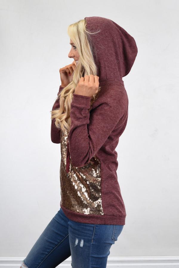 Glitter Hoodie ~ Burgundy - Image 5
