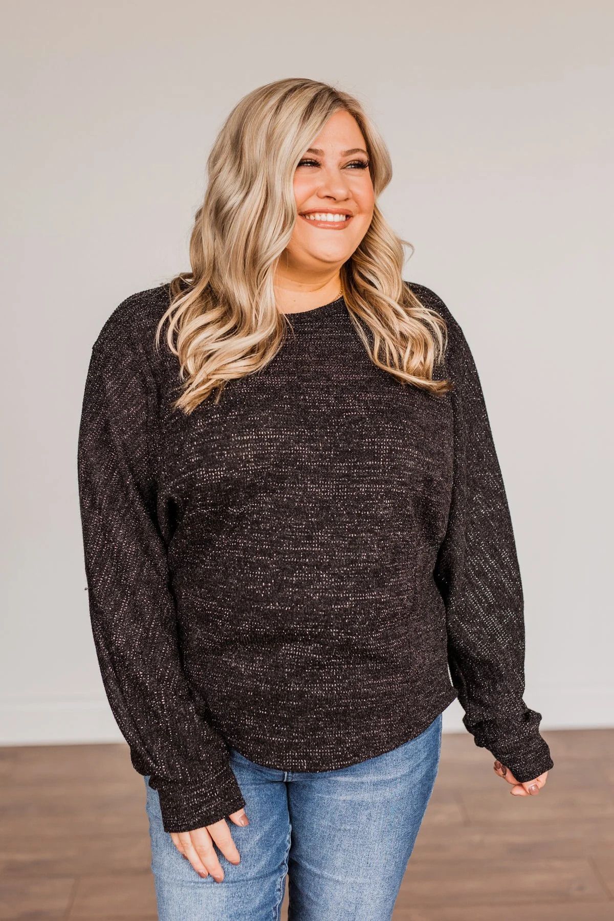 Glitz & Glam Long Sleeve Top- Black - Image 11