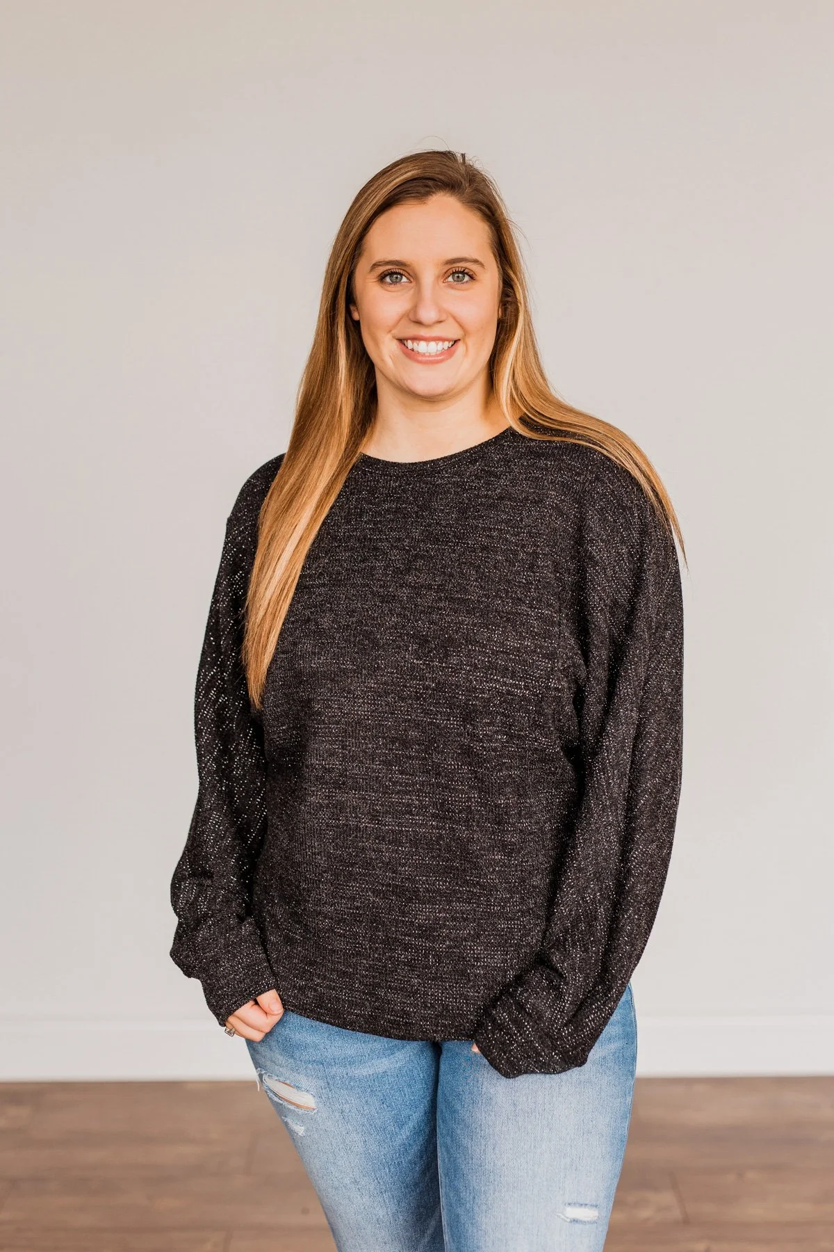 Glitz & Glam Long Sleeve Top- Black - Image 8