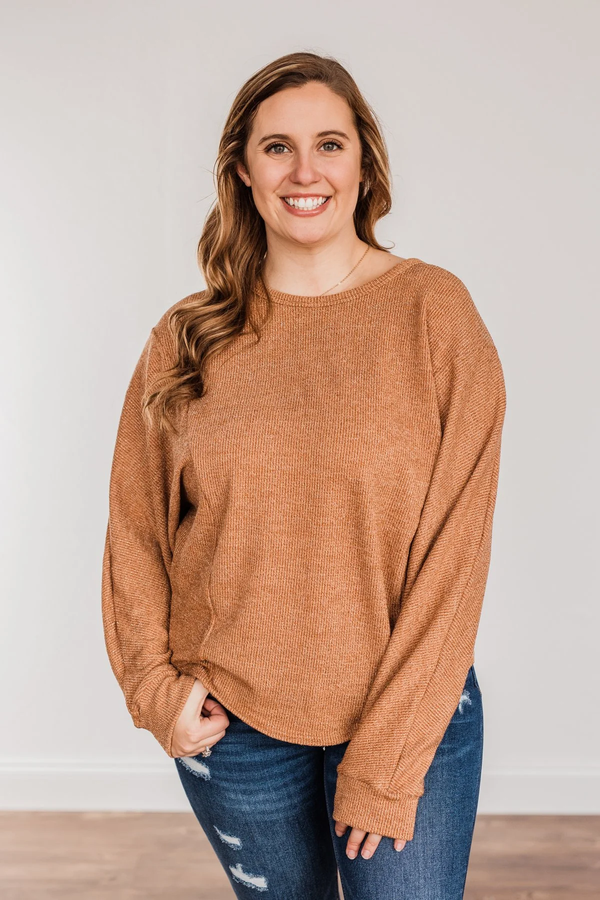 Glitz & Glam Long Sleeve Top- Clay - Image 2