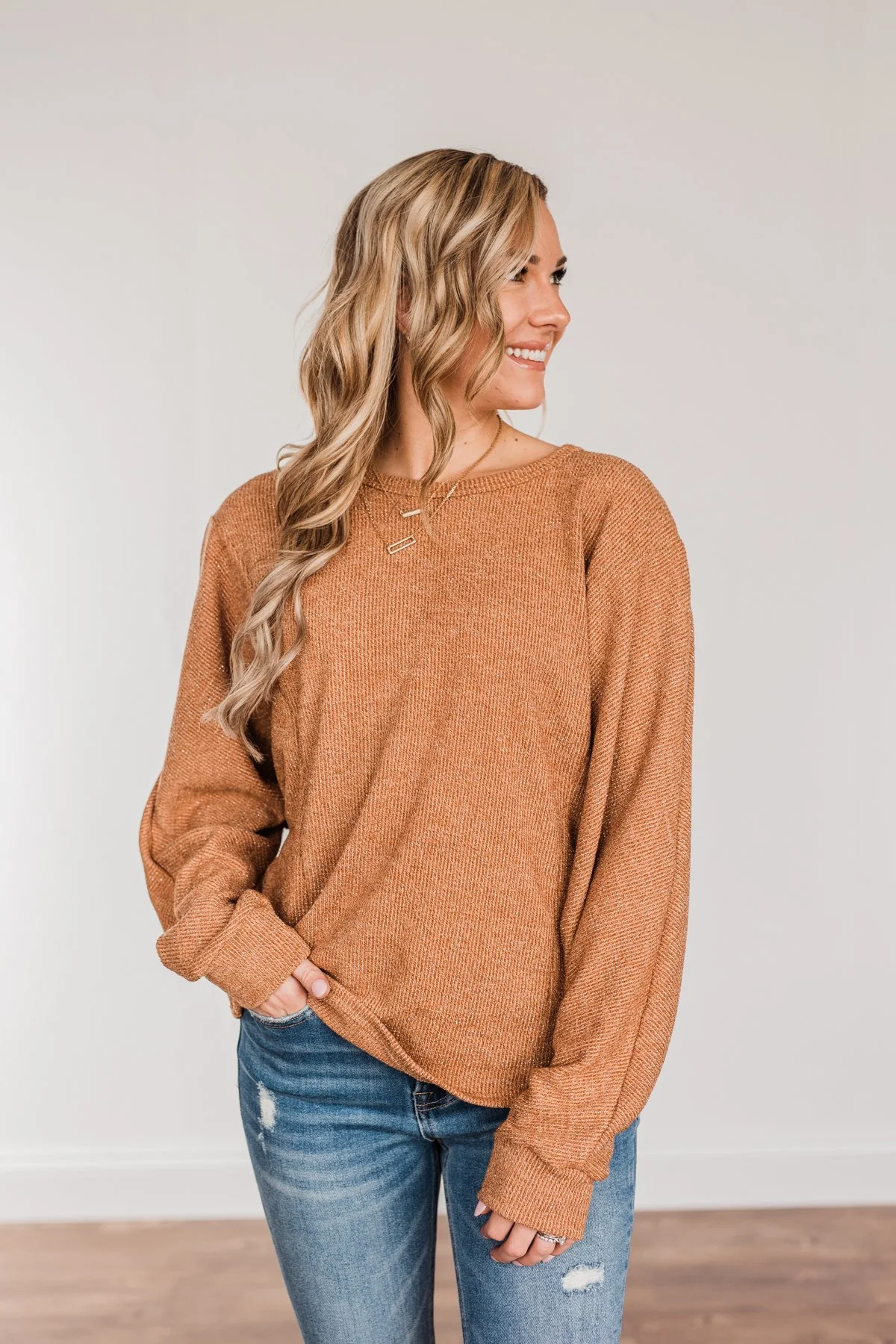 Glitz & Glam Long Sleeve Top- Clay - Image 7