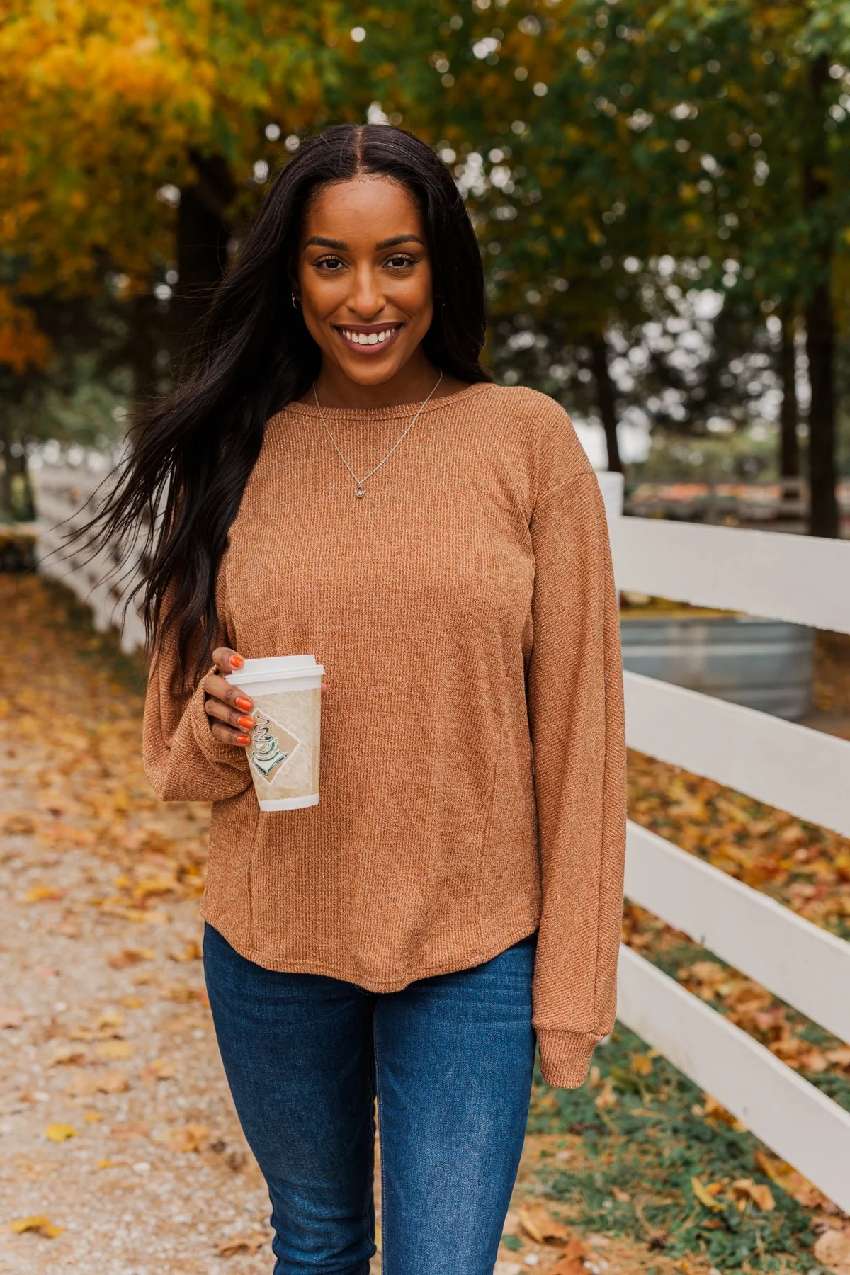 Glitz & Glam Long Sleeve Top- Clay - Image 9