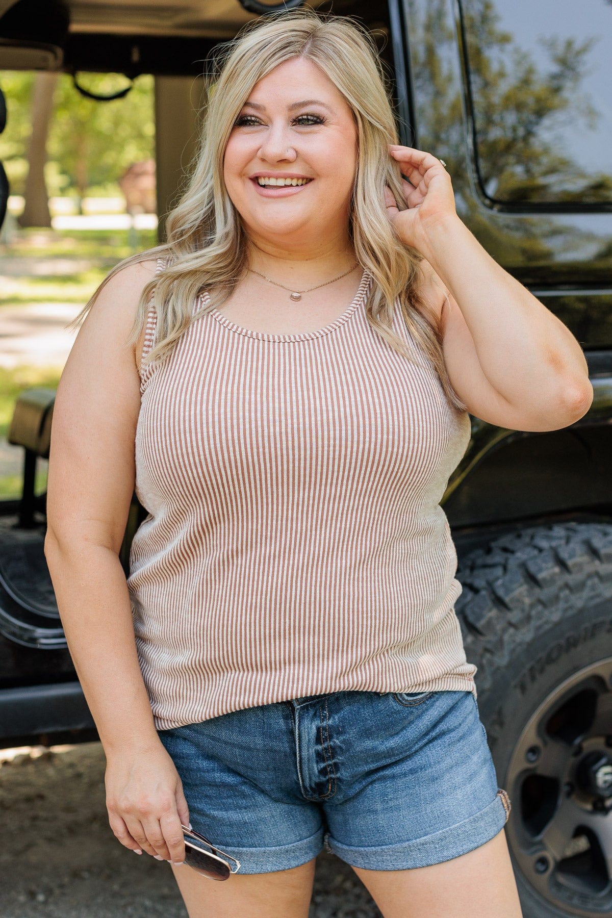 Glorious Stripes Ribbed Tank- Terracotta - Image 6