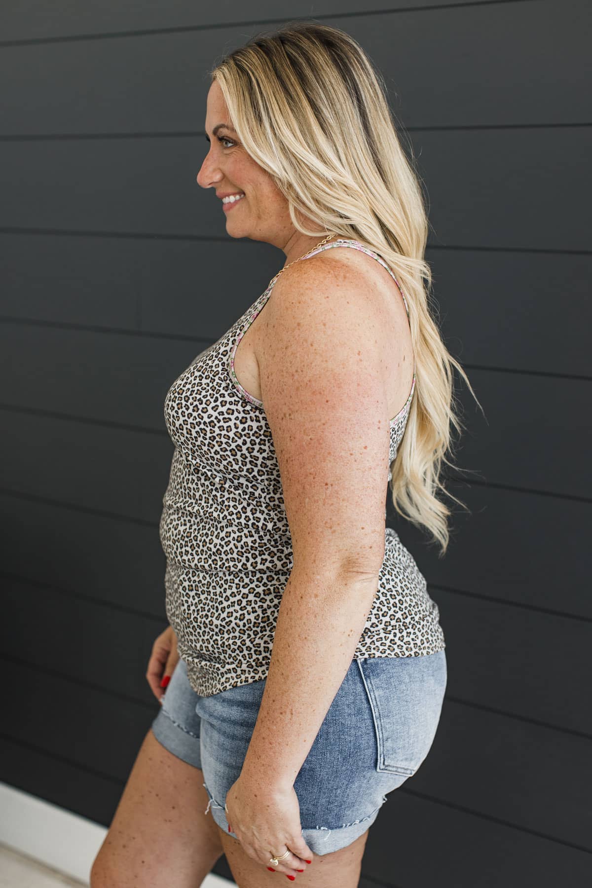 Glow With Nature Leopard Print Tank Top- Bone & Pink - Image 6