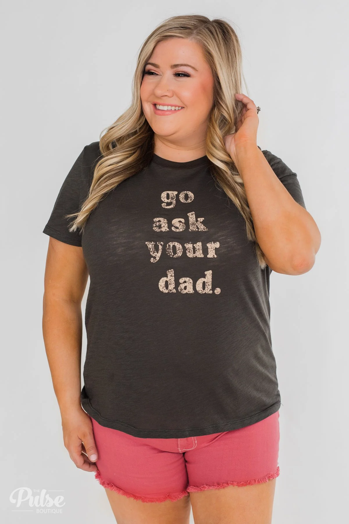"Go Ask Your Dad" Graphic Tee- Charcoal Green - Image 10