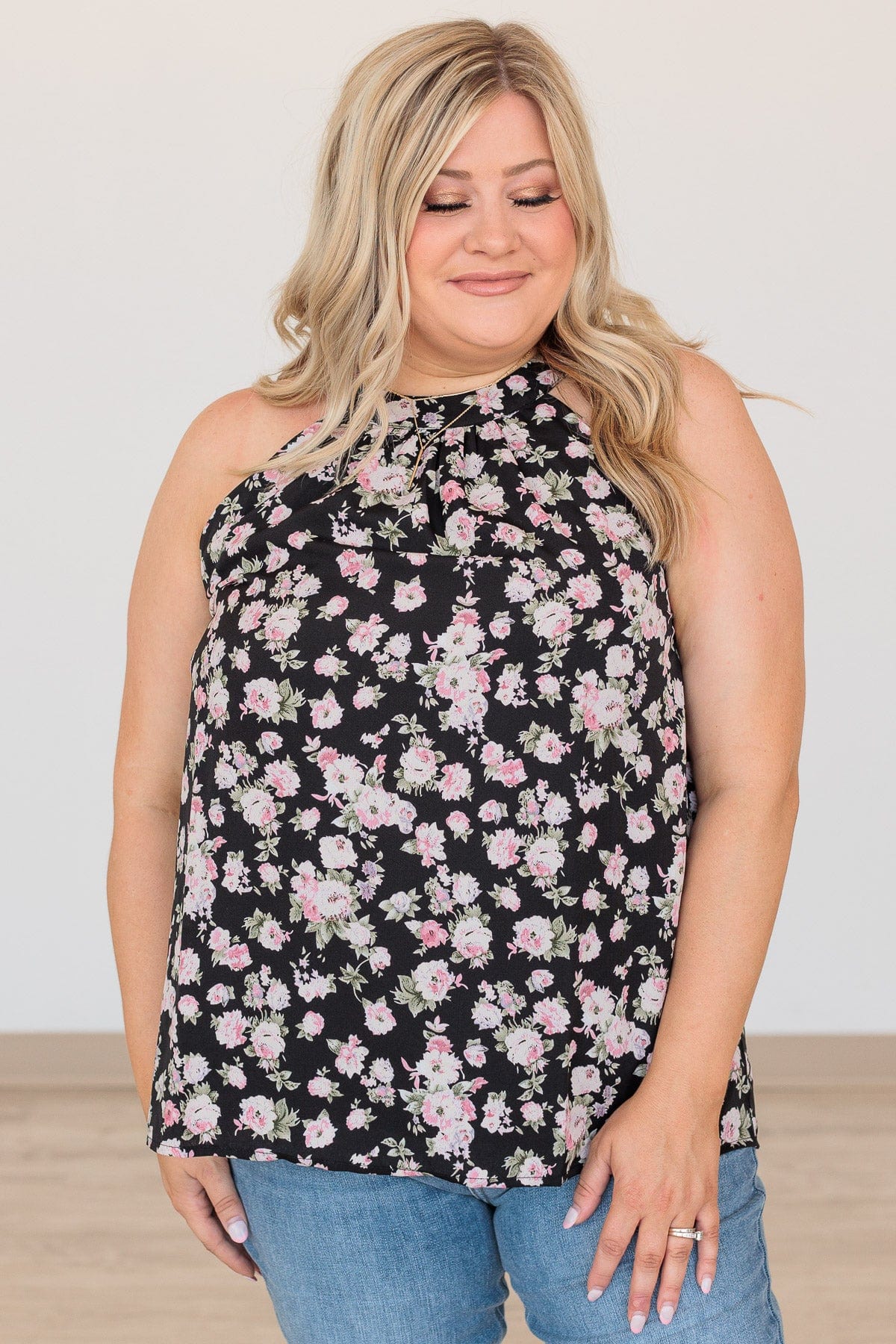 Go Back In Time Sleeveless Blouse- Black - Image 4