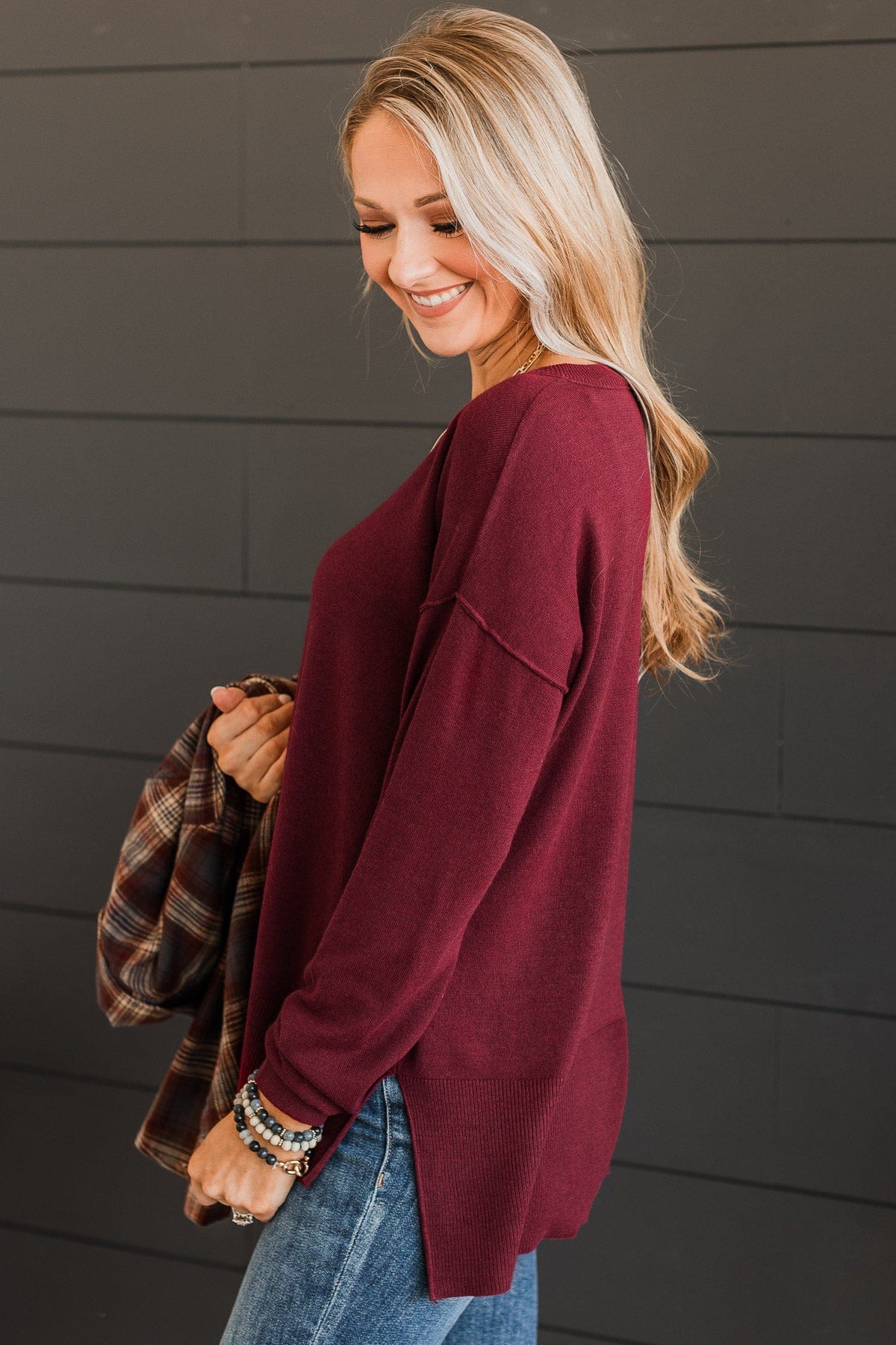 Go For It Knit Sweater- Burgundy - Image 6